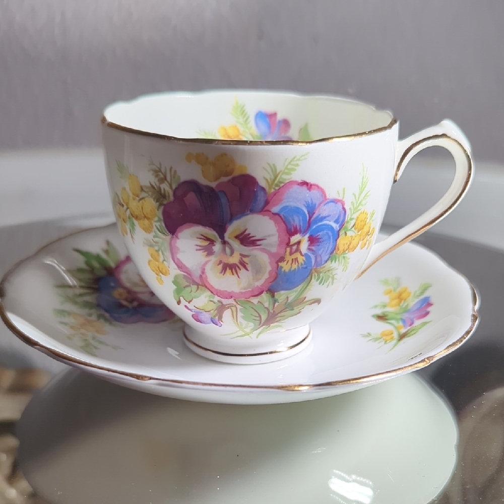 Vintage Duchess Bone China, Amelia Pattern, Tea Cup and Saucer